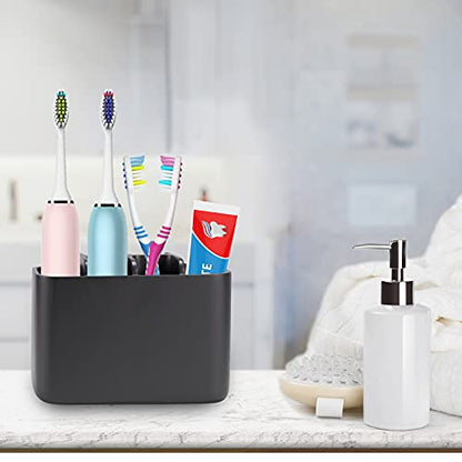 Toothbrush Holder Bathroom Toothbrush Toothpaste Organizer Tooth Brush Holder Makeup Brushes Holder Resin (Black) - color: Black
