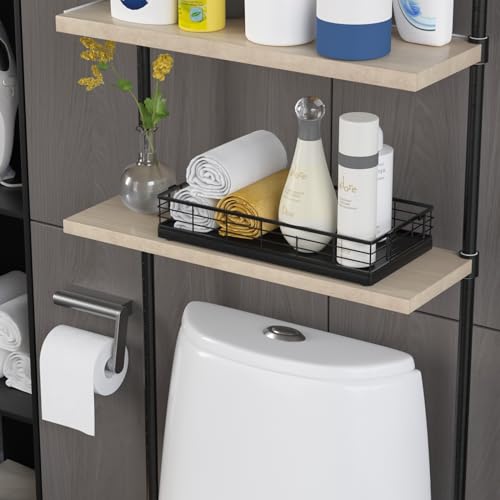 Toilet Paper Basket 2 Pack, 13 Inch Toilet Tank Basket with Handles, Black | 2PCS Bathroom Basket, Back of Toilet Basket, Toilet Tank Tray Toilet Organizer for Toilet Paper Storage Toiletries Essentials - color: Black