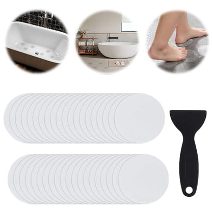 40 PCS Non-Slip Bathtub Stickers, Anti Slip Shower Stickers Safety Bathtub Strips Adhesive Decals with Premium Scraper for Bath Tub Shower Stairs (Clear)