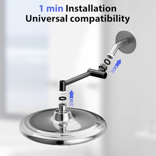 5"Adjustable Shower Extension Arm with Push-Button Lock Easy Install Black | Solid Brass One-Hand Adjust height High pressure resistance, long-term durability for All Rain & Handheld Showerheads - color: Matte Black, size: 5 Inches