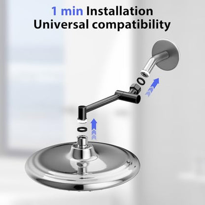 5"Adjustable Shower Extension Arm with Push-Button Lock Easy Install Black | Solid Brass One-Hand Adjust height High pressure resistance, long-term durability for All Rain & Handheld Showerheads - color: Matte Black, size: 5 Inches