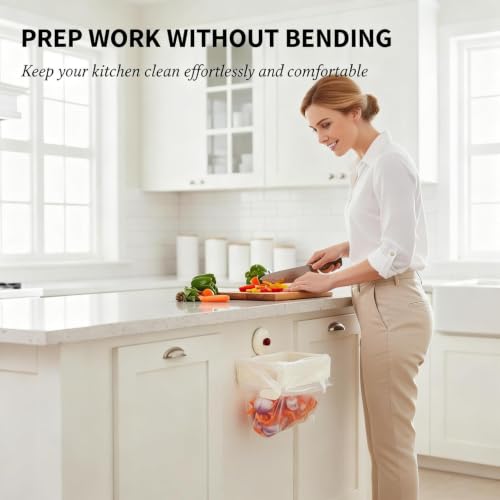 2 Pcs Folding Trash Bag Holder, Removable Suction Cup Kitchen Trash Can Hanging Rack, Collapsible Detachable Garbage Bag Holder, Space Saving Towel Hanger for Kitchen/Bathroom/RV/Cabinets/Dorm Room