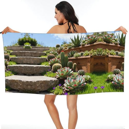 Succulent Quick Dry Bath Towels - Super Soft Bath Towels for Home, Spa, Gym, Travel - color: Succulent, size: 27.5"x55"