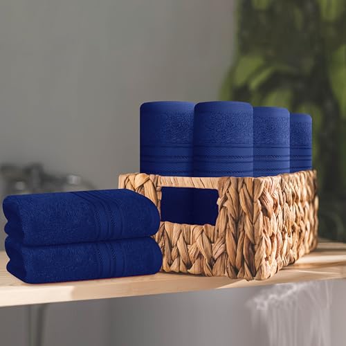 BOUTIQUO Ultra Soft Cotton Washcloths, Contains 12 Piece Face Cloths 12x12 inch, Ideal for Everyday use Face Towels, Compact & Lightweight Multi Purpose Washcloths - Navy Blue - color: Navy Blue, size: Washcloths - Set of 12