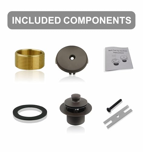 WELSAN Oil Rubbed Bronze Tub Drain and 1 Hole Faceplate Overflow Bath Kit | Universal Lift & Turn, Fine/Coarse Thread Conversion Twist Trim Kit Assembly, Bronze, For 1-3/8" & 1-1/2" Bathroom Tub Drains - color: Bronze