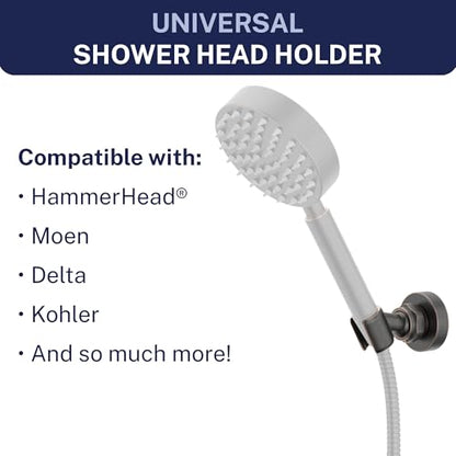 HammerHead Showers Solid Metal Handheld Showerhead Holder Wall Mount, Adjustable Screw-Mounted Pivot Ball, Shower Hose Holder, Fits Most Handheld Showerheads, Oil Rubbed Bronze - style: Oil Rubbed Bronze