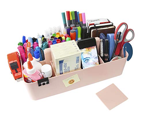 Enjoy Office Desk Storage Organizer 8 compartments Box DIY Box Remote Cosmetic Holder Pen Pencil Stationery Basket -Made In USA - color: Indie Pink