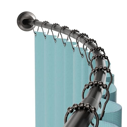 Zenna Home Curved Shower Curtain Rod, No Drill, 50-72 Inch Adjustable Tension Shower Rod for Bathroom, Rustproof, Non-Slip, Adds Room in Shower, Bronze - color: Bronze