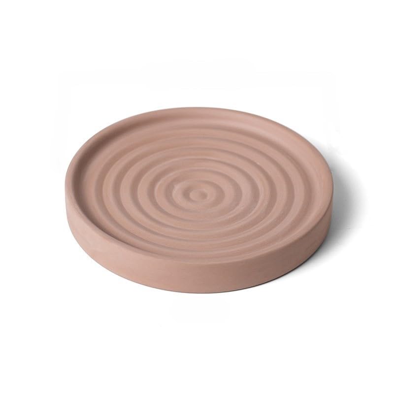 Home Bathroom Kitchen Use Diatomite Round Tray Ceramic Fast Dry Soap Holder (Brown) - color: Brown