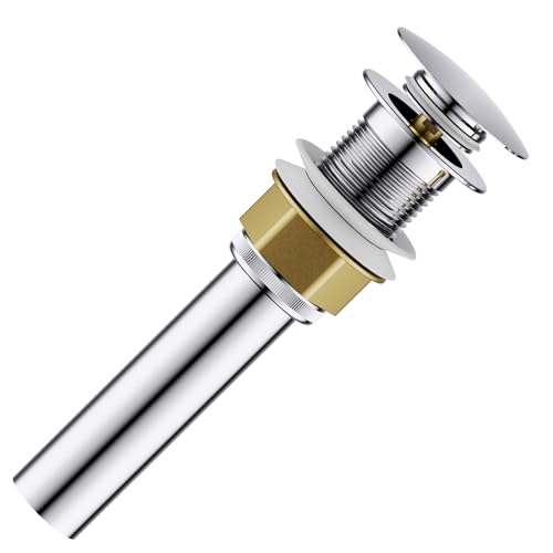Bathroom Sink Drain with Strainer Basket and Pop-Up Drain Stopper Set (Chrome, Without Overflow) - color: Chrome, size: Without Overflow