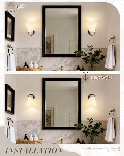 HWH 1-Light Bathroom Wall Sconce, Black and Gold, Modern, 5HZG97B BK+BG | Install Facing Up or Down, 5.9 x 7.3 x 9.4-Inch Fixture, E26 Bulb Max 60W, Bulb Not Included, Mounting Hardware Included - color: Black and Gold, size: 1-Light