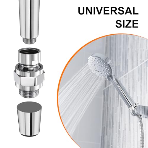 uxcell 2 Pcs Shower Head Swivel Adapter Solid Brass Adjustable Shower Arm Extension Connector Universal Shower Component Connector with PTFE Tape and Gasket for Shower System (Silver) - color: Silver