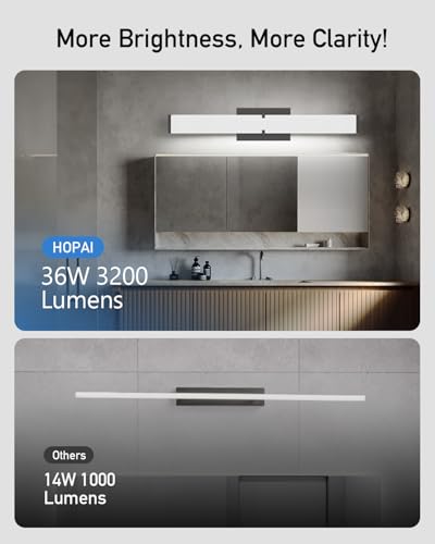 Modern Bathroom Light Fixtures Over Mirror, 32 Inch Dimmable Vanity Lights for Bathroom, 36W 3200 Lumen 5CCT LED Vanity Light Bar, Matte Black Vanity Lighting Fixtures with ETL Certified - size: 32IN 5CCT