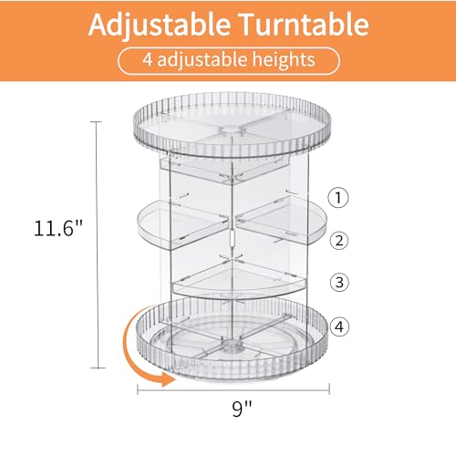 vacane Clear Rotating Makeup Organizer,8 Adjustable Layers Vanity Organizer Skincare Storage,Cosmetic Display Case 360° Stabilizly Spinning Multi-Function Storage for Bathroom and Bedroom Countertop - size: Tall | 8 Tier