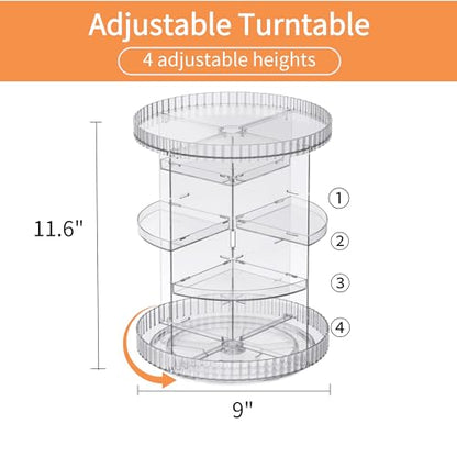 vacane Clear Rotating Makeup Organizer,8 Adjustable Layers Vanity Organizer Skincare Storage,Cosmetic Display Case 360° Stabilizly Spinning Multi-Function Storage for Bathroom and Bedroom Countertop - size: Tall | 8 Tier