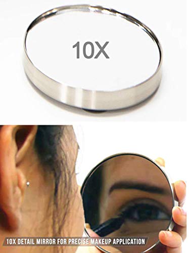 Waneway Lighted Makeup Vanity Mirror with 80 LEDs Lights and 10X Magnification Spot Mirror, Light up Dressing Table Cosmetic Mirror, 3X Brighter Dimmable Lighting, Full Metal Sleek Design,Satin Nickel