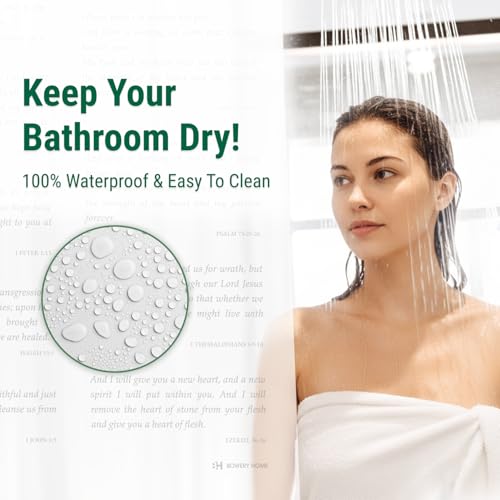 Bowery Home Eco-Friendly Recycled PEVA Shower Curtain Liner – Waterproof, Sustainable, Non-Toxic Shower Curtain Liner, NOT Made in China - 72x72in, 4G – NIV Holy Bible Verses - color: 4g / Frosted - Bible Verses