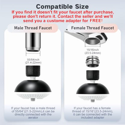 Kitchen Faucet Sprayer Attachment, Anti-Splash 3-Mode Swivel Faucet Extender with Wide Spray Area, 360° Rotating Faucet Aerator, Faucet Head Replacement for Kitchen (Black) - color: Black