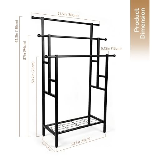 3-Tier Free Standing Metal Ladder Towel Rack | Oversized ladder towel rack, free standing metal towel holder with shelf for storing towels and bathroom supplies