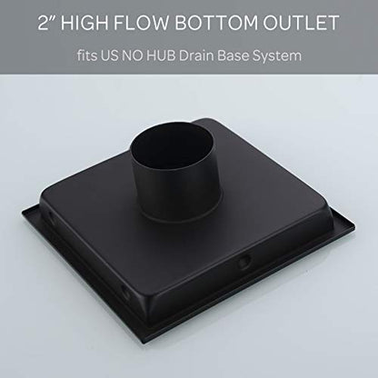 304 Stainless Steel Square Shower Floor Drain with Tile Insert Grate Removable Cover 6 inch Long, Matte Black Plated Finished