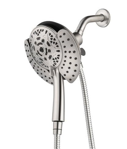 2 in 1 Shower Head with Handheld Combo High Pressure Nickel 2.5 GPM | 7.2" Rain Showerhead and 10 Spray Hand Held Shower, Adjustable Shower Angle, 59-inch Rotatable Stainless Steel Hose - color: Nickel, size: 2.5 GPM