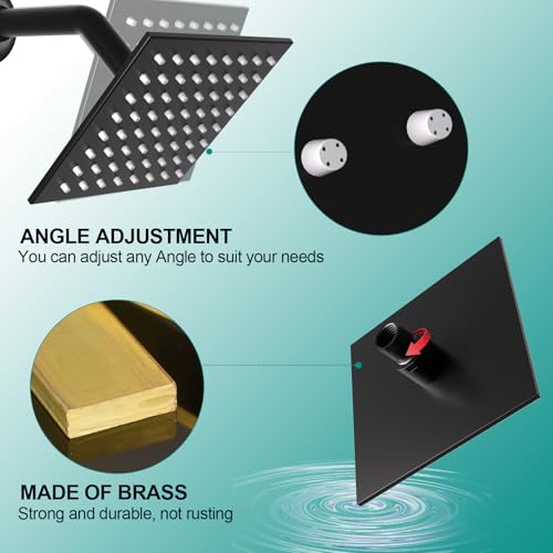 HOMEDEC 15.7x31.5" Ceiling Mounted Rainfall and 6" Wall Mounted Shower Heads with 6 Body Jets, Dual Shower Head System Rain Shower Faucet Set, Black - color: Black, style: 4-Way + 1x 6" Top
