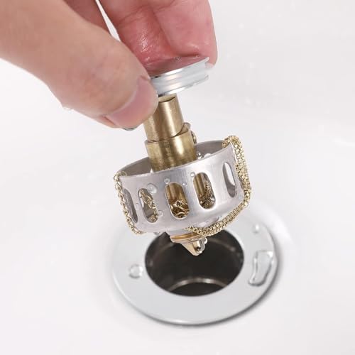 ANIS・KEBBR All Metal Pop Up Sink Drain Without Overflow Anti Clog Strainer Bathroom Kitchen 1.25-1.5 Inch Hole