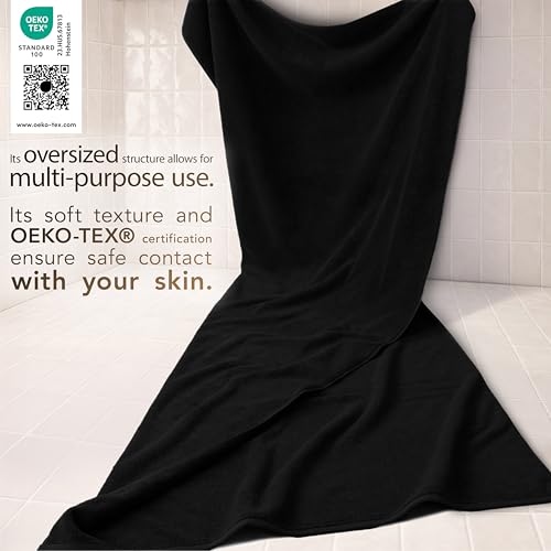 Cotton Paradise 100% Cotton Turkish Towel, Soft Absorbent Quick Dry, 40x80 Oversized Bath Sheet Towel, Coal Black - color: Coal Black, size: 40"x80"