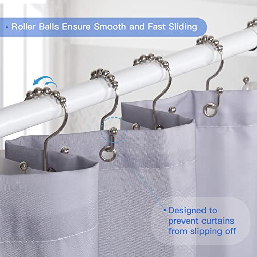 SUTINE Shower Curtain Hooks, 12 Pcs Double Shower Curtain Hooks Rings, Black Shower Curtain Hooks Rust Proof, Stainless Steel Bathroom Shower Hooks for Shower Curtain, Towels, Clothing, Nickel - color: Nickel