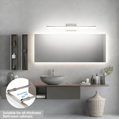 Aipsun 31.5 inch Modern Brushed Nickel Vanity Light Adjustable Bathroom Light Fixtures Over Mirror Rotatable Vanity Lighting 5500K - color: Brushed Nickel, size: 31.5 in