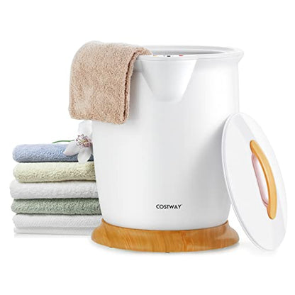 COSTWAY Bucket Style Towel Warmer,Fragrance Holder, Fits up to Two 40” x 70” Oversized Towels, Bathrobes, Blankets, Auto Shut Off, Luxury Towel Warmer for Bathroom, Spa - color: White