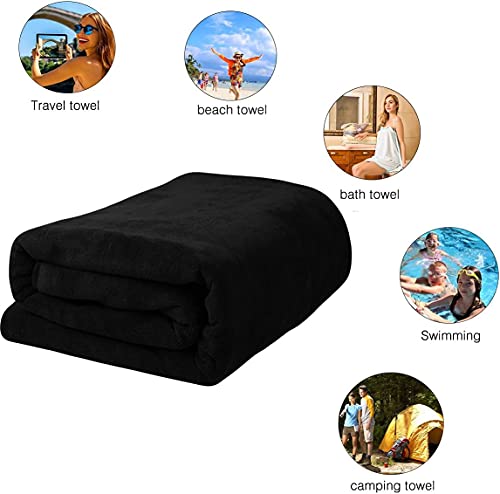 MYLSMPLE Luxury Microfiber Extra Large Bath Towel Beach Bath Sheet Fast Drying Towel Soft Absorbent Hotel Towel(36 Inch X 72 Inch, Black) - color: Black