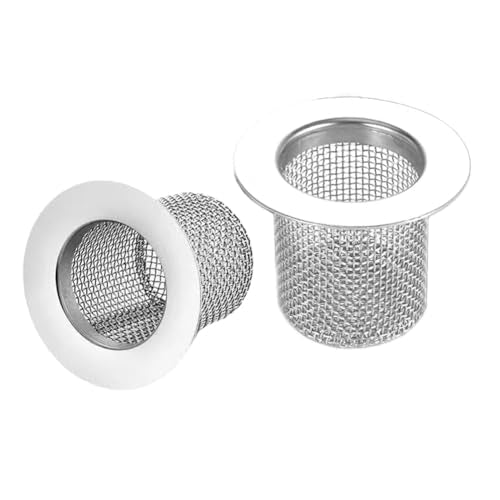2 Shower Drain Hair Catcher, Shower Drain Basket, SS Mesh, Fits 2-Inch Hole | Easy to Clean SS Mesh Hair Trap, Reusable Anti-Clog Drain Strainer for Bathroom Sink, Drain & Tub, 2" Inner Dia Holes - size: Deep-2 Pcs