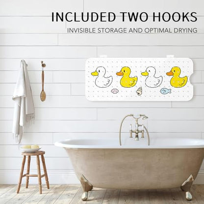 PRATIQUE Kids Bath Mat for Tub Non Slip，40 X 16 Inch Extra Long Kids Bathtub Mat Duck Bathtub Shower Mat Safety Anti Slip with Suction Cups and Drain Holes, Machine Washable - color: Small Duck