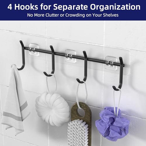Shower Caddy Adhesive 5 Pack,Rustproof Shower Organizers & Storage,Black | No Drilling,Wall Mounted,Stainless Steel,Large Capacity Caddy for Bathroom Kitchen Dorm RV,Home Decor Accessories