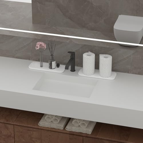Premium Ceramic Bathroom Tray – Sleek Non-Slip Organizer for Shower, Countertop, Vanity | 10x4inch | Easy-Clean, Corrosion-Resistant