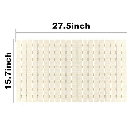 BEMISO Shower Mat Non Slip Bathtub Mat with Suction Cups and Drain Holes 27.5 x15.7 Inch Bath Mat for Tub & Shower.Easy Dry,Easy to Cut,Eco-Friendly - color: Beige, size: 27.5 x 15.7 inches
