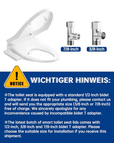 Heated Smart Toilet Seat with Feminine Wash & Dryer, Elongated Bidet with Adjustable Water Temperature, Pressure & Nozzle Position