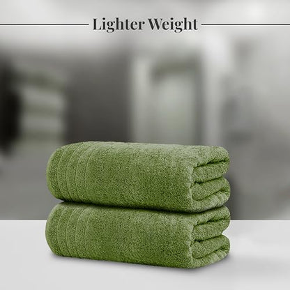 4 Piece Extra Large Bath Towels 30 x 60 Inches, Green | 100% Cotton, Larger & Lighter Weight, Quicker to Dry, Super Soft and Absorbent, Perfect for Bathroom - color: Green
