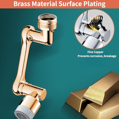 1440° Swivel Sink Faucet Extender - Rotating Kitchen Sprayer, 2 Flow Modes, 1080°+360° Rotatable Sink Aerator Extension, Swivel Multifunctional Robotic Arm for Kitchen/Bathroom