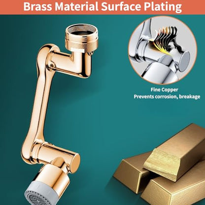 1440° Swivel Sink Faucet Extender - Rotating Kitchen Sprayer, 2 Flow Modes, 1080°+360° Rotatable Sink Aerator Extension, Swivel Multifunctional Robotic Arm for Kitchen/Bathroom