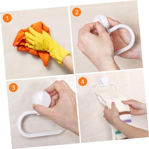 SHINEOFI 2Pcs Adhesive Hand Towel Ring No Drill Towel Holder for Bathroom and Kitchen Durable Wall Mounted Towel Rack Easy Install Towel Shelf Space Saving Design