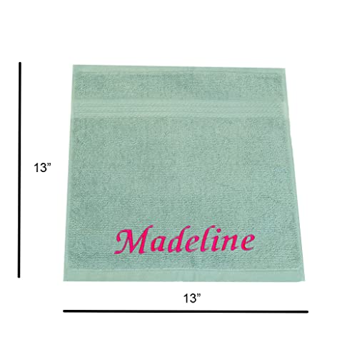 Luxury Custom Embroidered Washcloths Towel Set. Reusable Face and Body Washrags Set of Four. 100% Soft Cotton. Facial and Body Cleansing, Skin Care. (Light Teal) - color: Light Teal