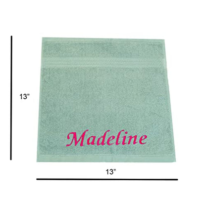 Luxury Custom Embroidered Washcloths Towel Set. Reusable Face and Body Washrags Set of Four. 100% Soft Cotton. Facial and Body Cleansing, Skin Care. (Light Teal) - color: Light Teal