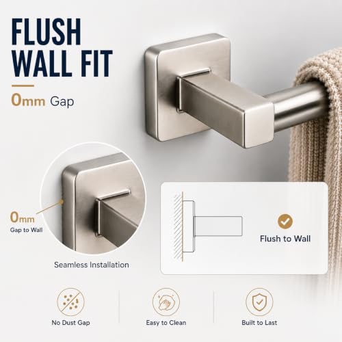 Bathroom Wall Mounted Towel Rack,24 Inch Brushed Nickel Towel Bar with Stainless Rack and Hand Towel Holder, Shower and Bath Towel Racks for Bathroom Wall(Total Length 26-Inch) - color: Brushed Nickel, size: 24In
