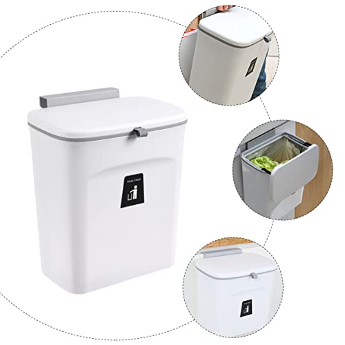 PRETYZOOM 1Pc Wall Mounted Trash Can with Lid Garbage Bin Space Saving Design for Kitchen Bathroom and Home and Stylish Waste Container