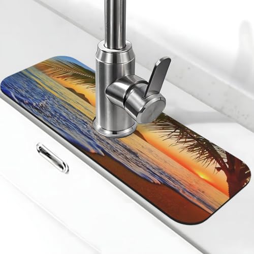 Coco Beach Kitchen sink faucet pad, strong water absorption, anti slip, easy to clean, very suitable for splash and drip prevention, suitable for kitchens and bathrooms - color: Coco Beach