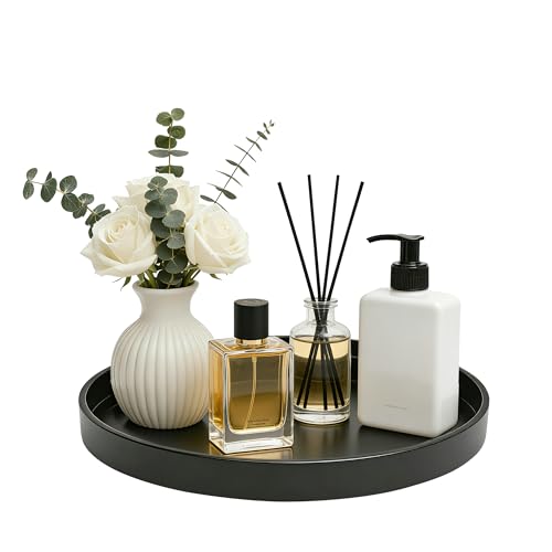2 Pack 10" Bathroom and Vanity Tray, ABS Bathroom Counter Organizer, Coffee Table Decor for Perfume, Candles, Keys &More. Kitchen Countertop Organizer, Decorative Tray Soap Holder, Black - color: Black, size: 10" - 2Pcs