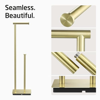 KES Free Standing Bathroom Toilet Paper Roll Holder with Storage | Toilet Paper Holder Stand with Weighted Base, SUS304 Stainless Steel Brushed Gold, BPH286S1B-BZ - color: Brushed Gold