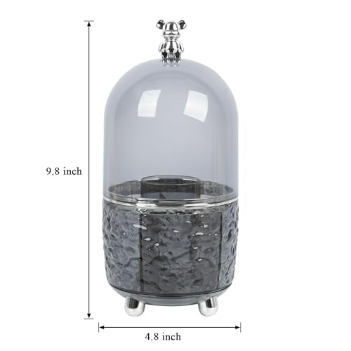Dezzer Makeup Brush Holder with Lid, 360 Rotating Dustproof Make Up Organizers, 6 Slot Make up Brush Holder for Vanity Bathroom Countertop Office, Gray - size: 4.8x9.8 inch-Gray